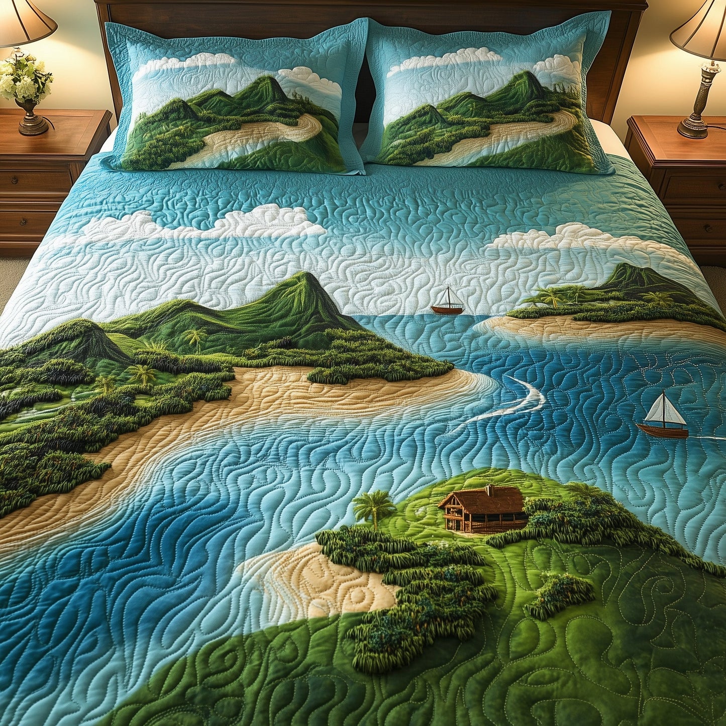 Tropical Island 3-Piece Quilted Bedding Set GFTOHD8034