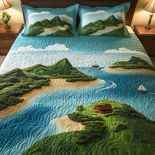 Tropical Island 3-Piece Quilted Bedding Set GFTOHD8034