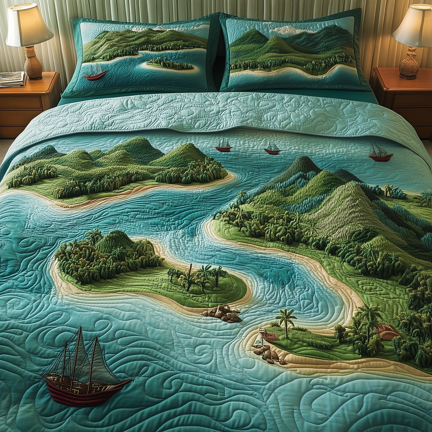 Tropical Island 3-Piece Quilted Bedding Set GFTOHD8035