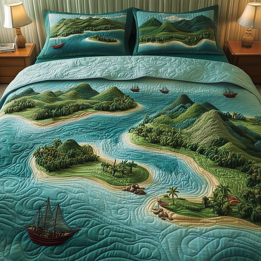 Tropical Island 3-Piece Quilted Bedding Set GFTOHD8035