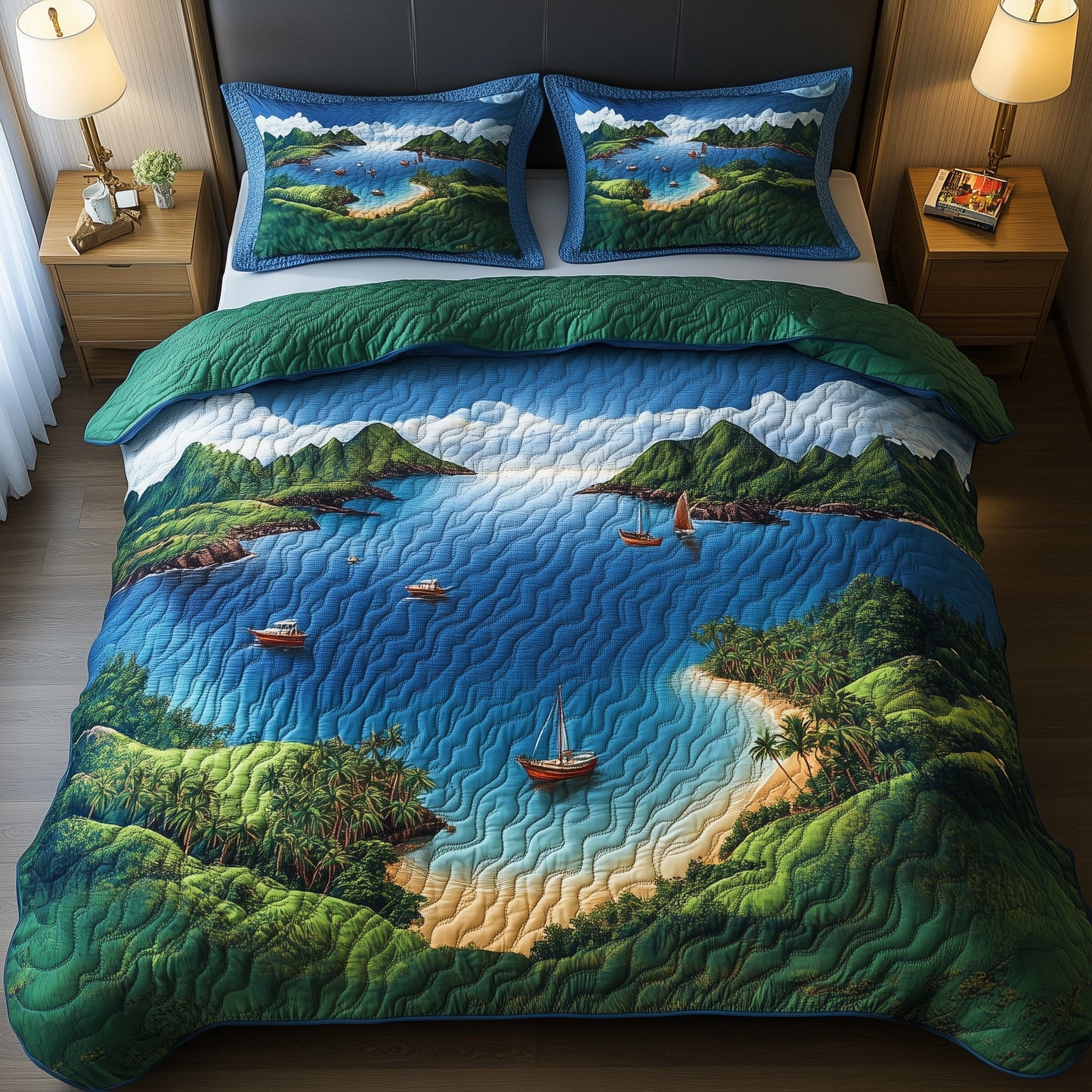 Tropical Island 3-Piece Quilted Bedding Set GFTOHD8036