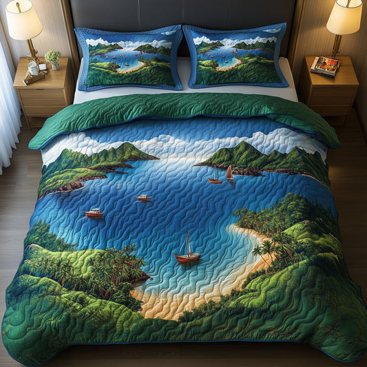 Tropical Island 3-Piece Quilted Bedding Set GFTOHD8036