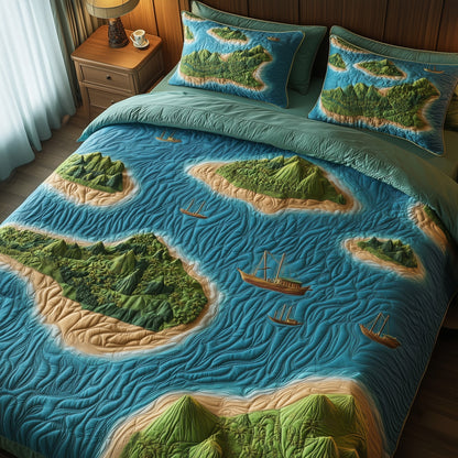 Tropical Island 3-Piece Quilted Bedding Set GFTOHD8037
