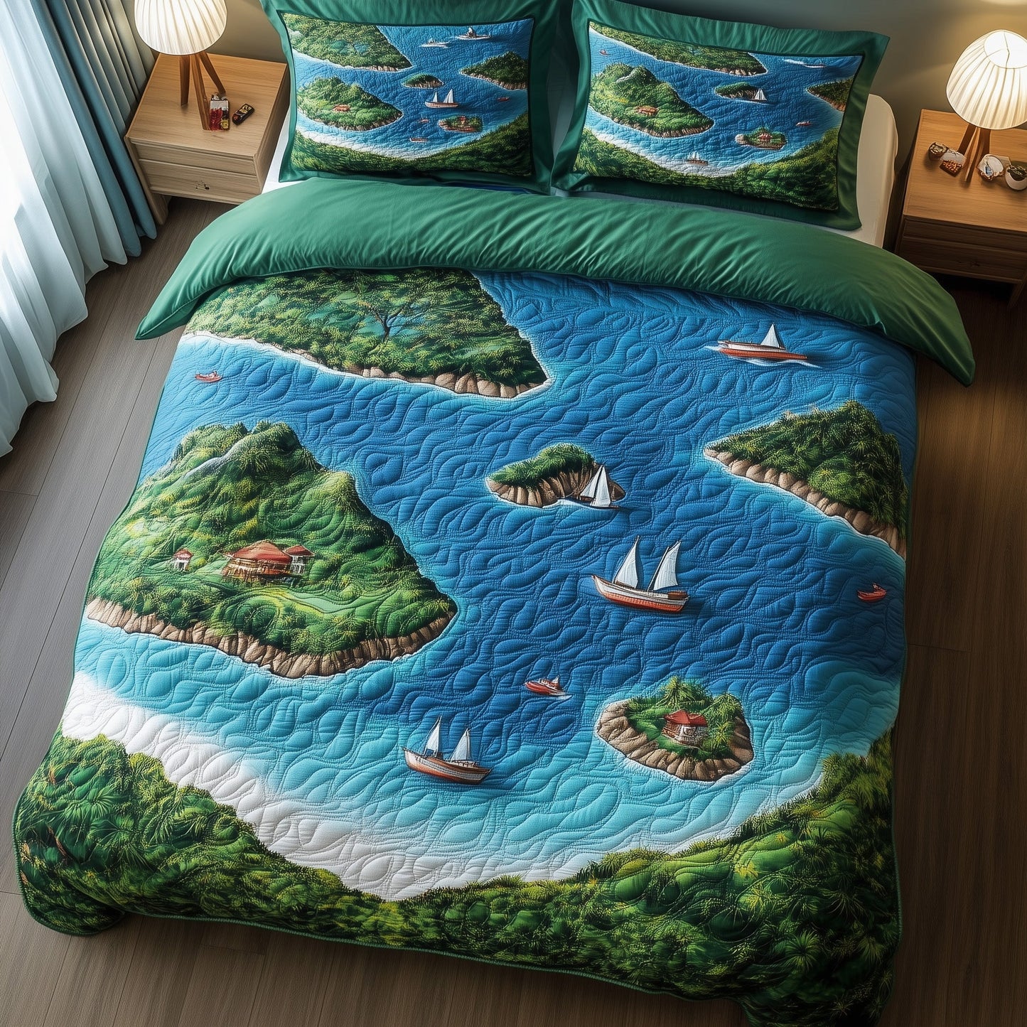 Tropical Island 3-Piece Quilted Bedding Set GFTOHD8039