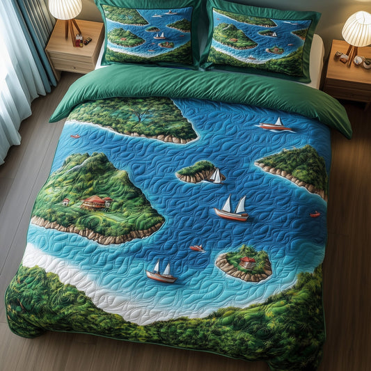 Tropical Island 3-Piece Quilted Bedding Set GFTOHD8039