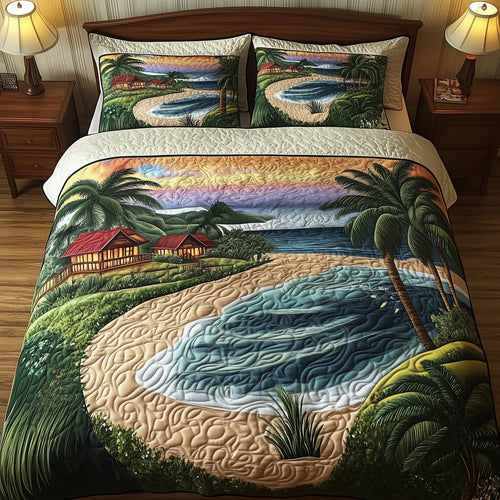 Tropical Island 3-Piece Quilted Bedding Set GFTOHD8041