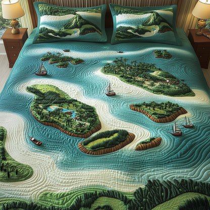 Tropical Island 3-Piece Quilted Bedding Set GFTOHD8044