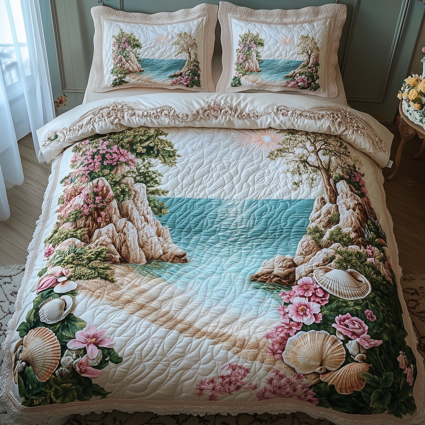 Tropical Island 3-Piece Quilted Bedding Set GFTOHD8047