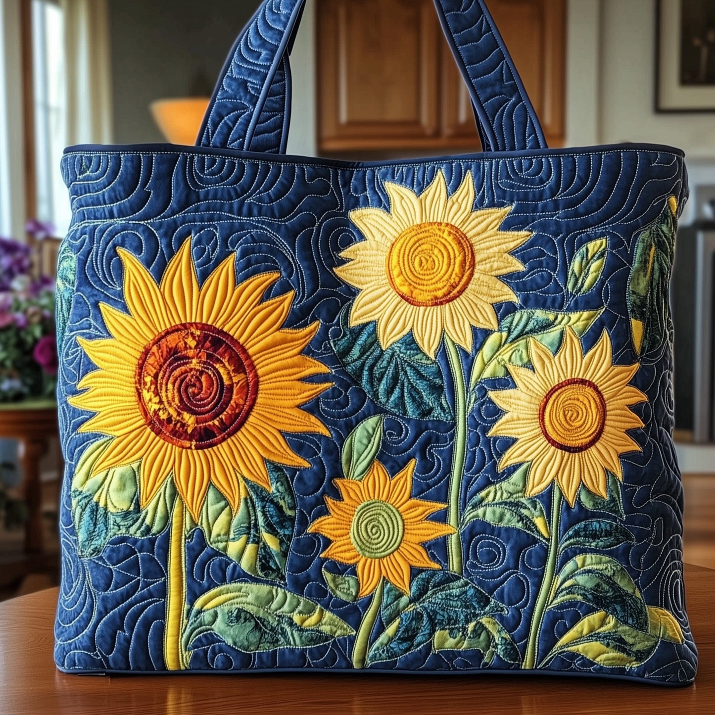 Artistic Sunflowers Quilted Tote Bag GFTOHD8077