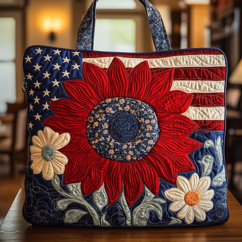 Patriotic Sunflower Quilted Tote Bag GFTOHD8081