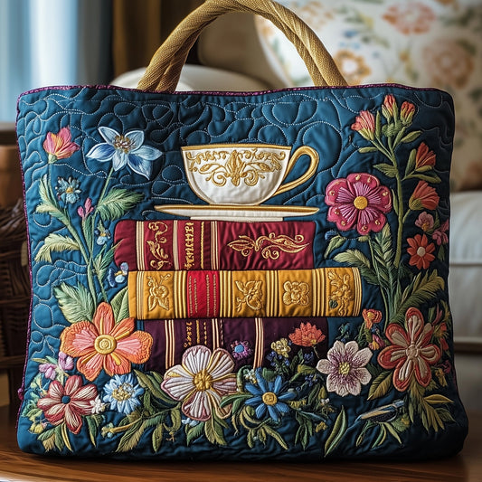 Tea and Book Quilted Tote Bag GFTOHD8101