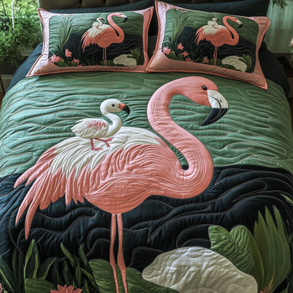 Flamingo Heaven 3-Piece Quilted Bedding Set GFTOHD8105
