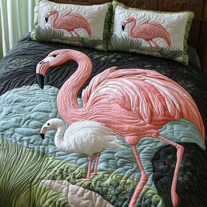 Flamingo Heaven 3-Piece Quilted Bedding Set GFTOHD8106
