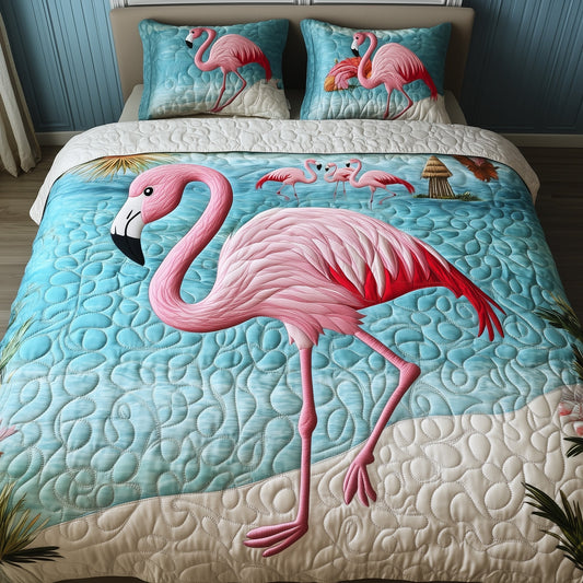 Flamingo Heaven 3-Piece Quilted Bedding Set GFTOHD8107