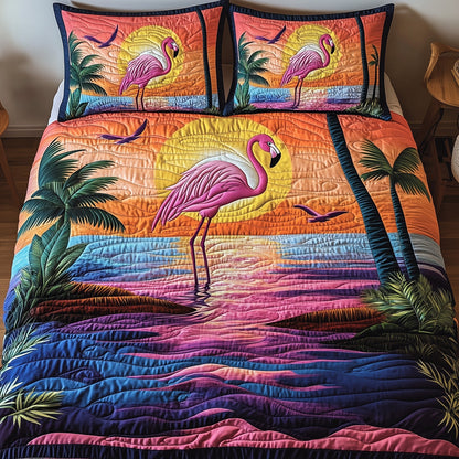 Flamingo Heaven 3-Piece Quilted Bedding Set GFTOHD8109