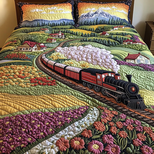 Dreamy Horizon Train 3-Piece Quilted Bedding Set GFTOHD8112