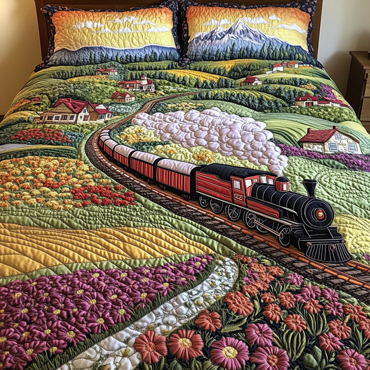 Dreamy Horizon Train 3-Piece Quilted Bedding Set GFTOHD8112