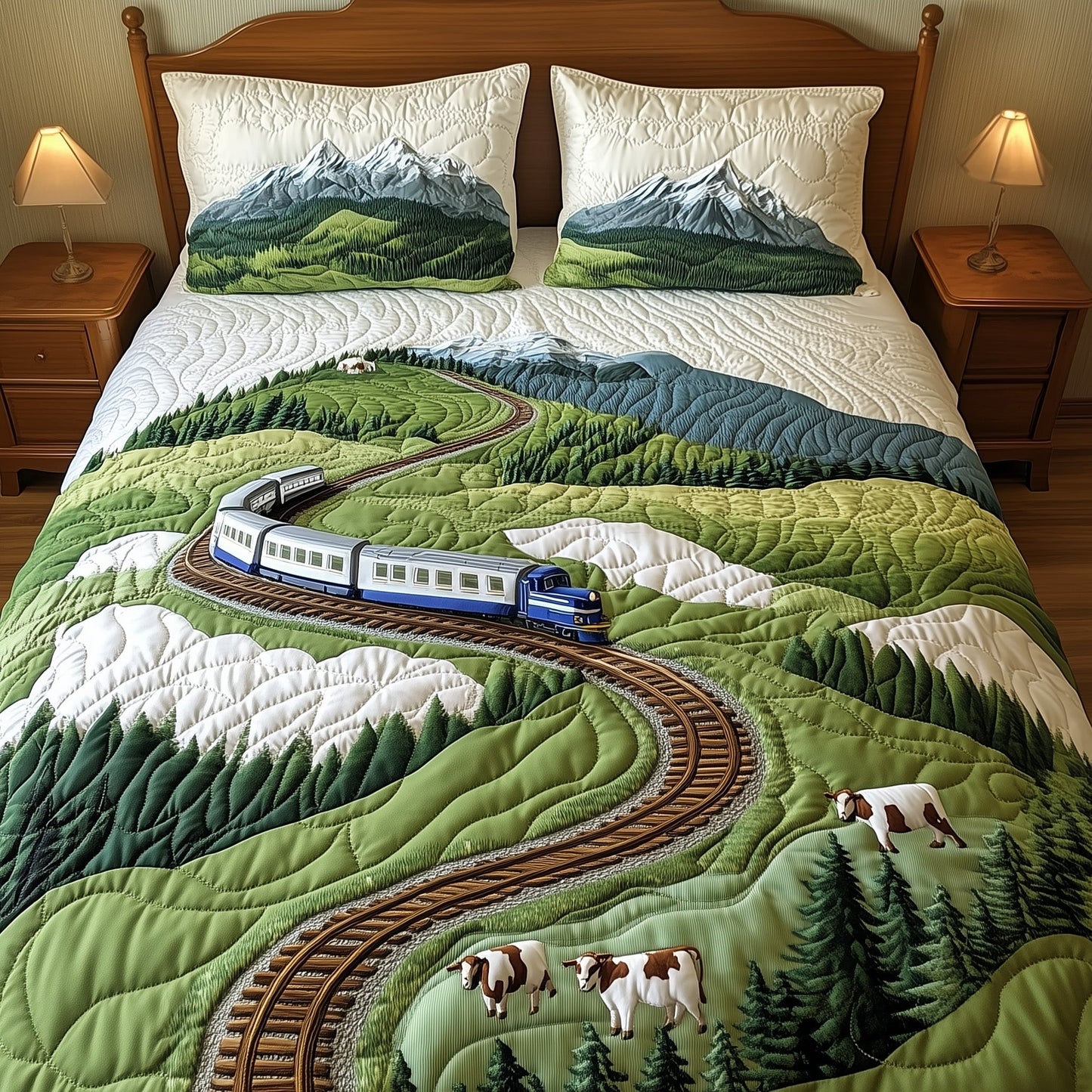 Train To Paradise 3-Piece Quilted Bedding Set GFTOHD8114