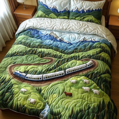Train To Paradise 3-Piece Quilted Bedding Set GFTOHD8115