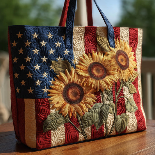 Patriotic Sunflower Quilted Tote Bag GFTOHD8151