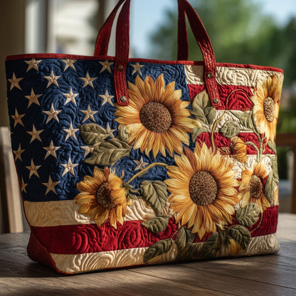 Patriotic Flower Quilted Tote Bag