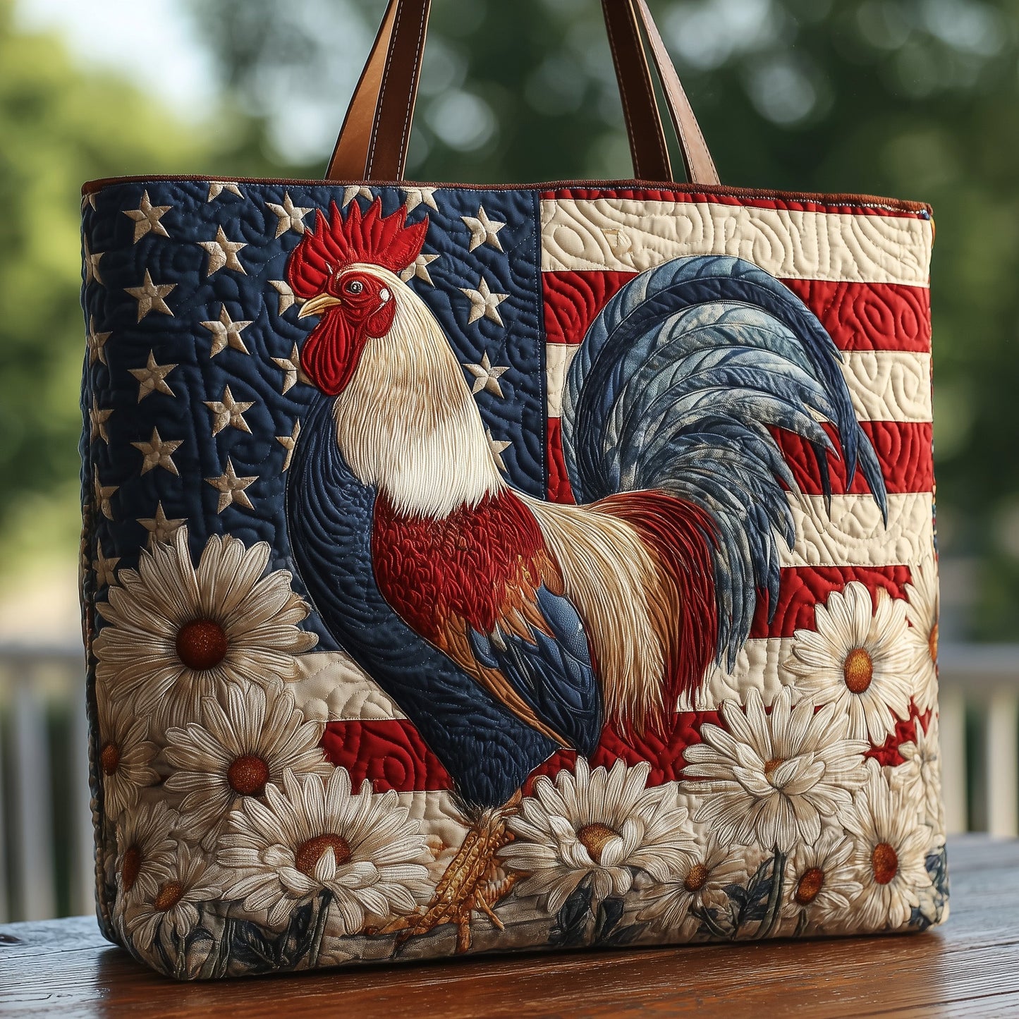 Patriotic Rooster Quilted Tote Bag GFTOHD8161