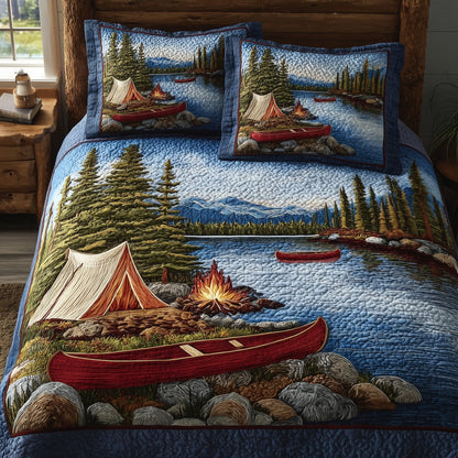 Lakeside Camping 3-Piece Quilted Bedding Set GFTOHD8164