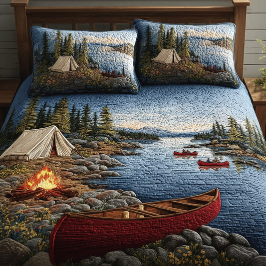 Lakeside Camping 3-Piece Quilted Bedding Set GFTOHD8165