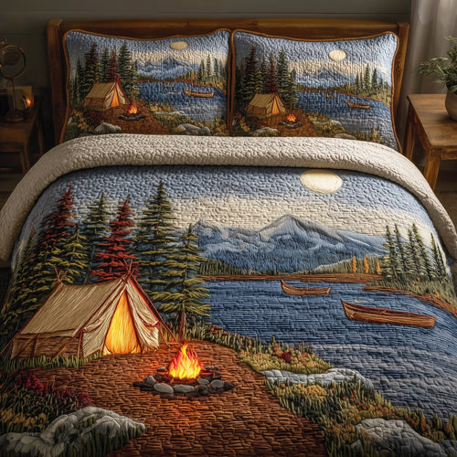 Lakeside Camping 3-Piece Quilted Bedding Set GFTOHD8166