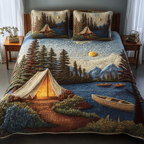 Lakeside Camping 3-Piece Quilted Bedding Set GFTOHD8167