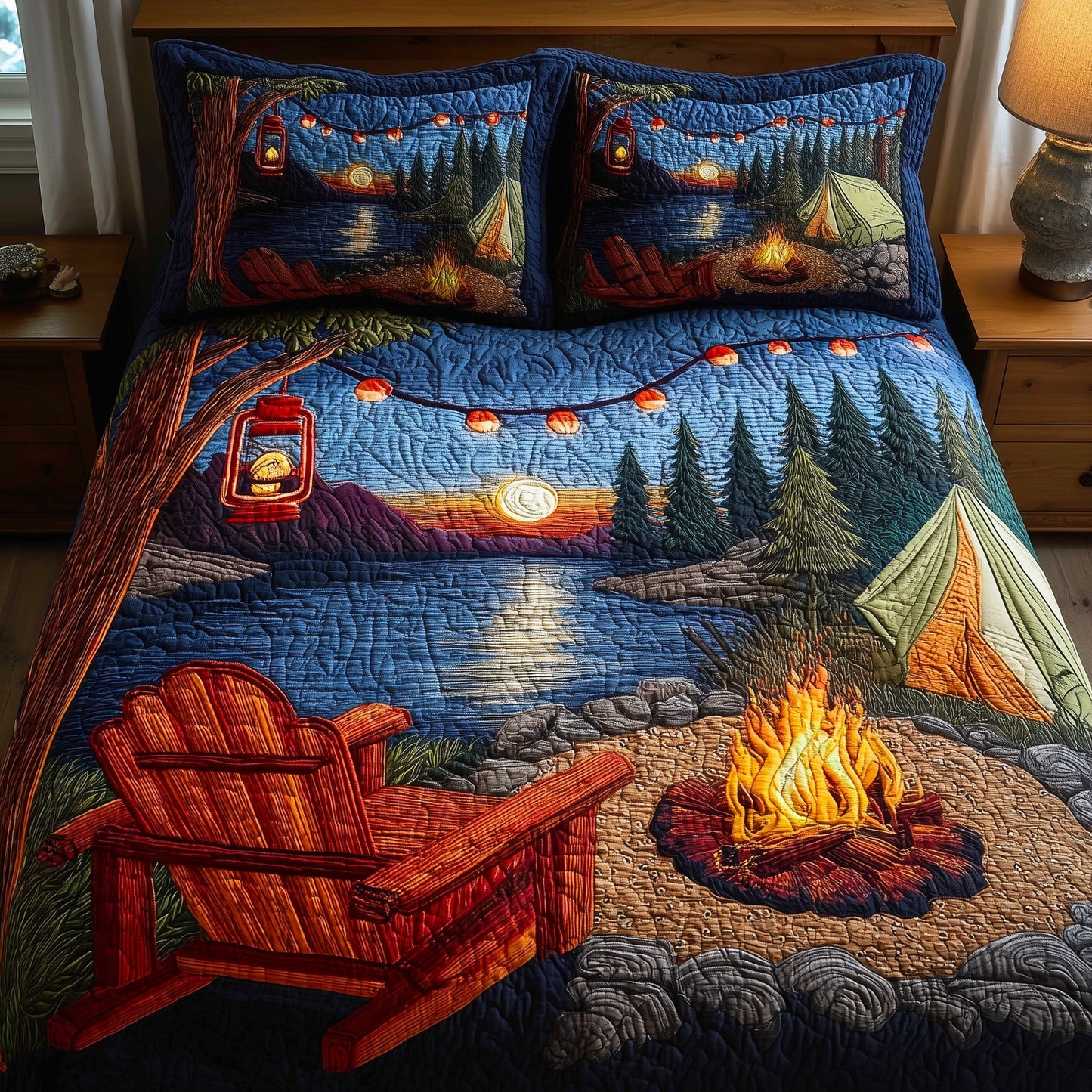 Lakeside Camping 3-Piece Quilted Bedding Set GFTOHD8171