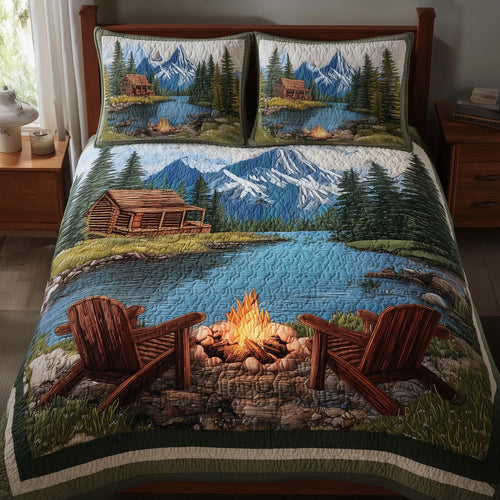 Lakeside Camping 3-Piece Quilted Bedding Set GFTOHD8172