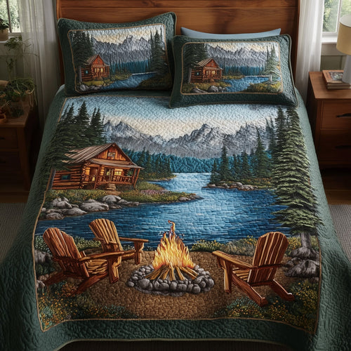 Lakeside Camping 3-Piece Quilted Bedding Set GFTOHD8174