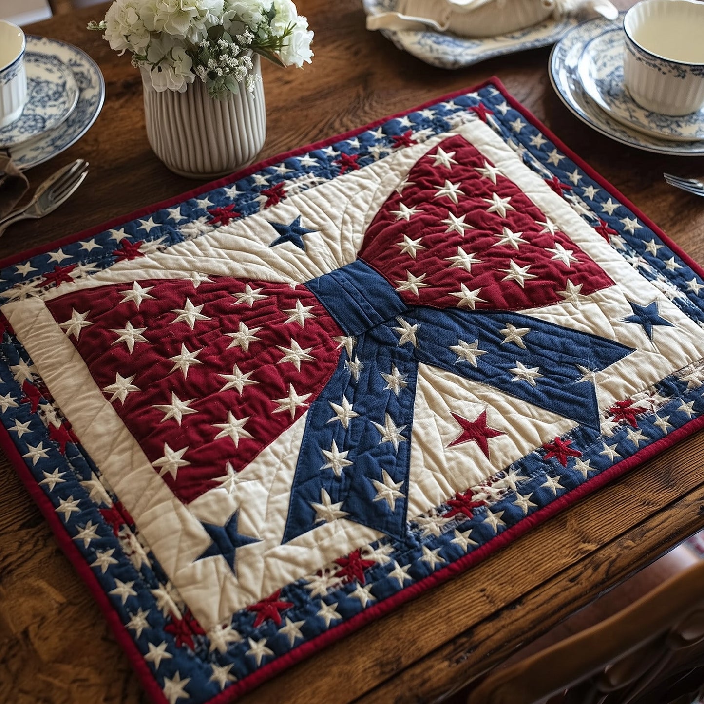 Patriotic Bow Quilted Place Mat GFTOHD8202