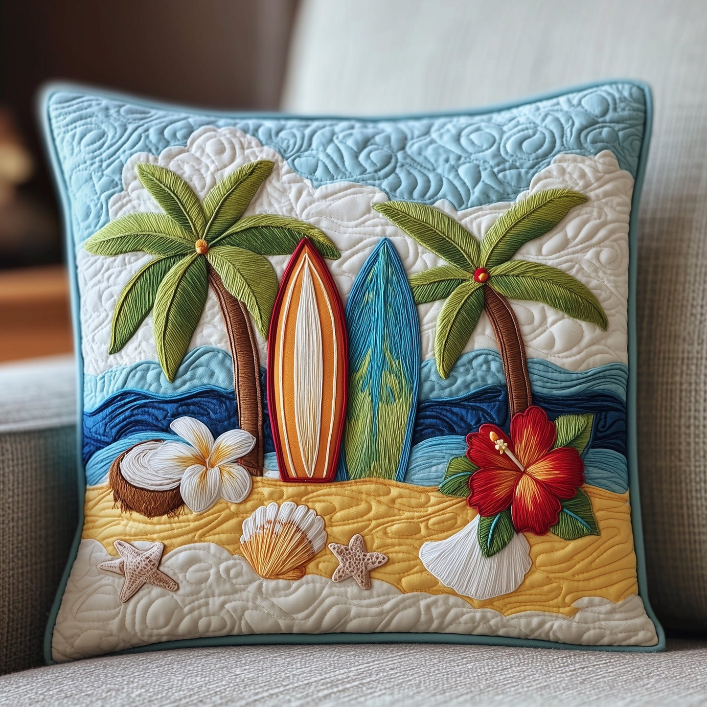 Tropical Beach Quilted Pillow Case GFTOHD8207