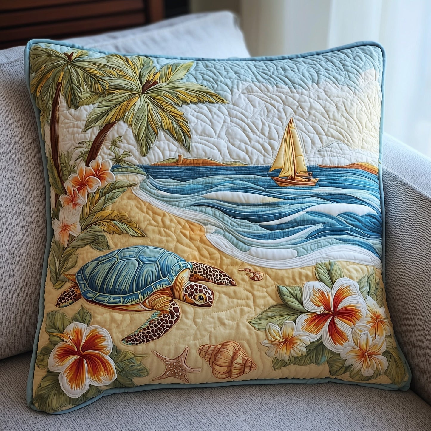Tropical Beach Quilted Pillow Case GFTOHD8212