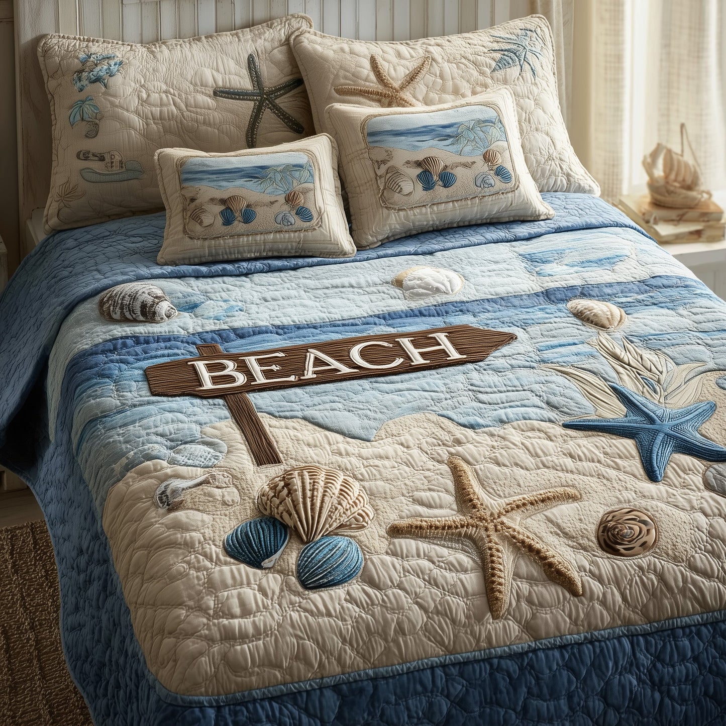 Tropical Beach 3-Piece Quilted Bedding Set GFTOHD8236