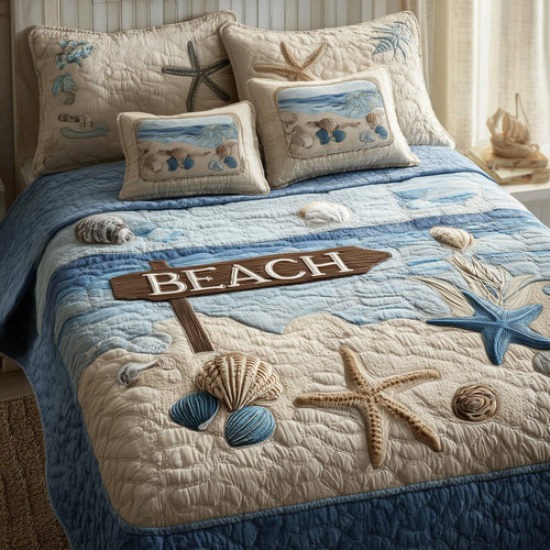 Tropical Beach 3-Piece Quilted Bedding Set GFTOHD8236