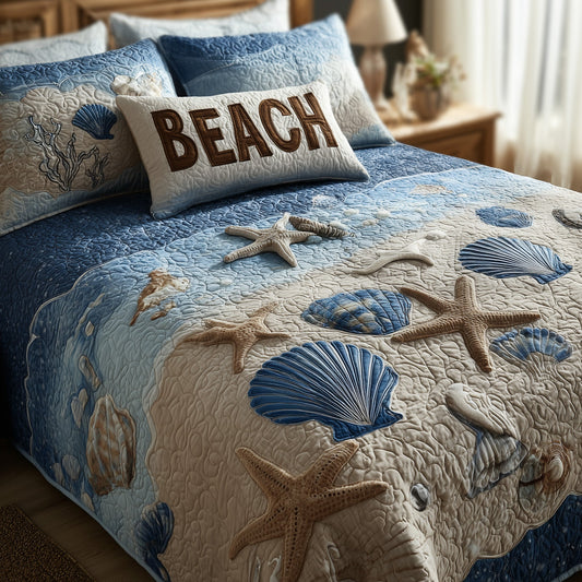 Tropical Beach 3-Piece Quilted Bedding Set GFTOHD8237