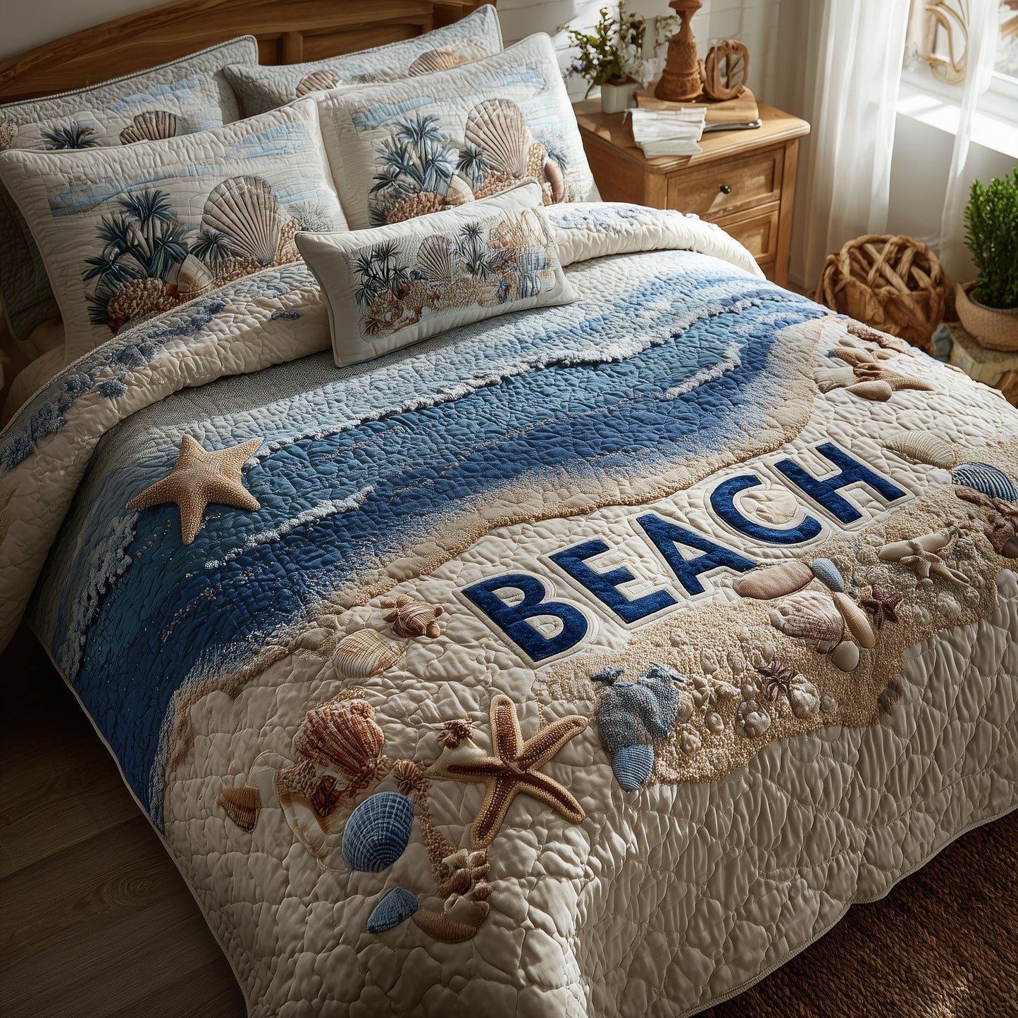 Tropical Beach 3-Piece Quilted Bedding Set GFTOHD8239