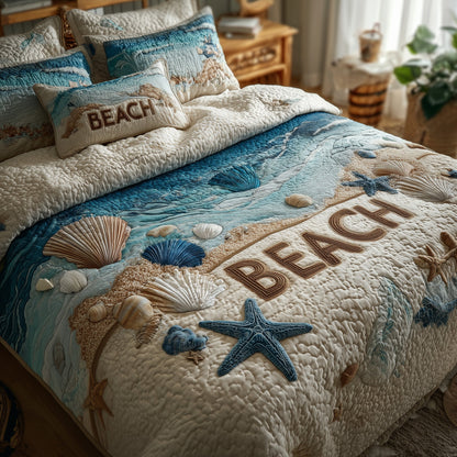 Tropical Beach 3-Piece Quilted Bedding Set GFTOHD8240