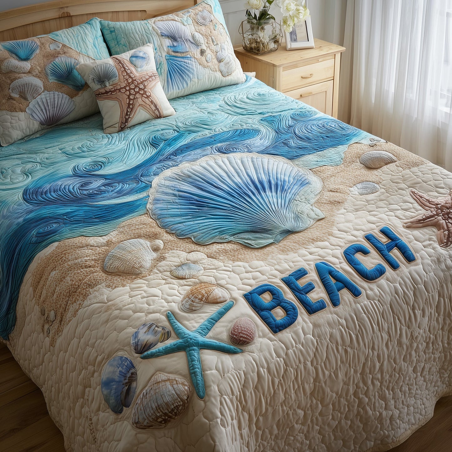 Tropical Beach 3-Piece Quilted Bedding Set GFTOHD8241