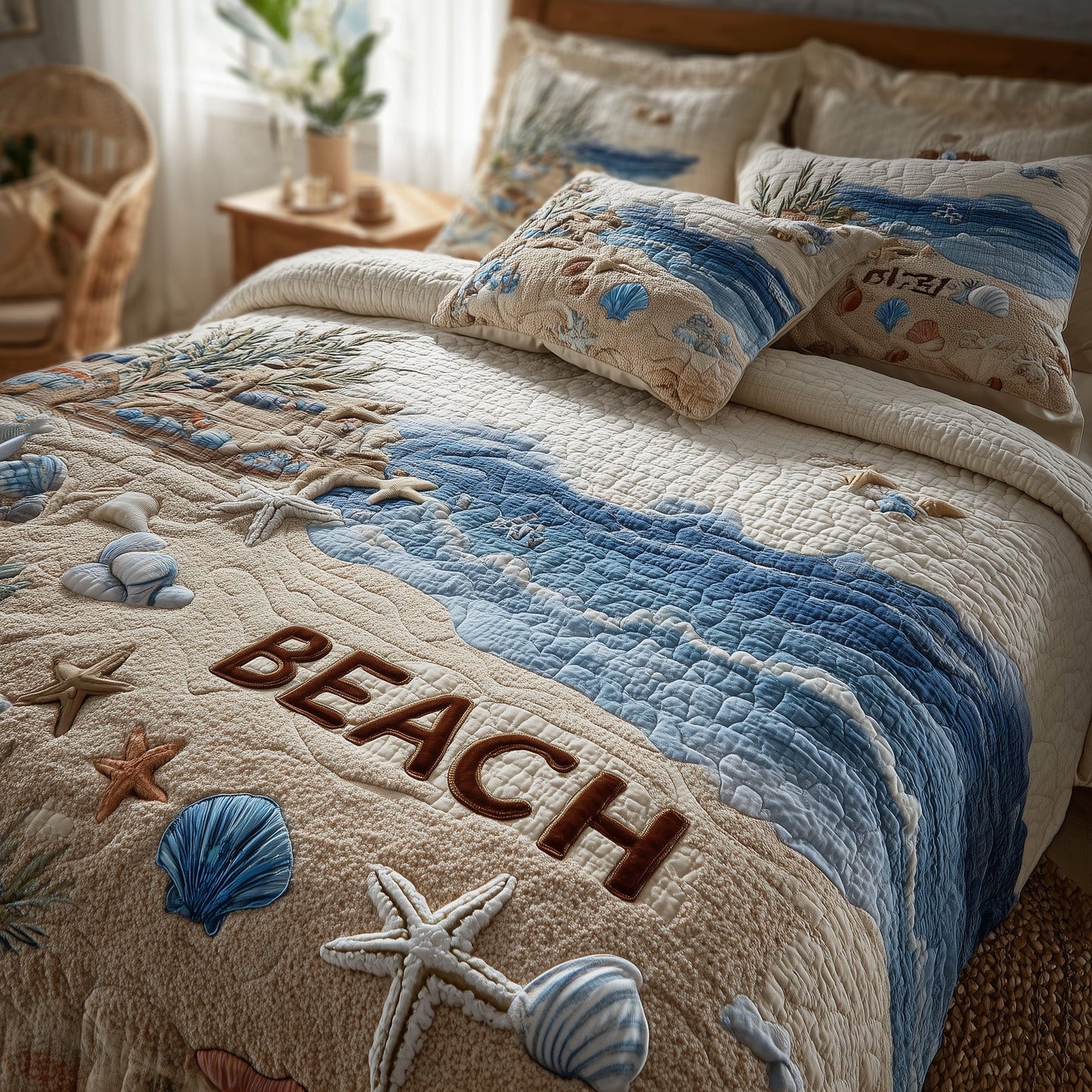 Tropical Beach 3-Piece Quilted Bedding Set GFTOHD8242