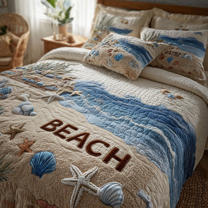 Tropical Beach 3-Piece Quilted Bedding Set GFTOHD8242