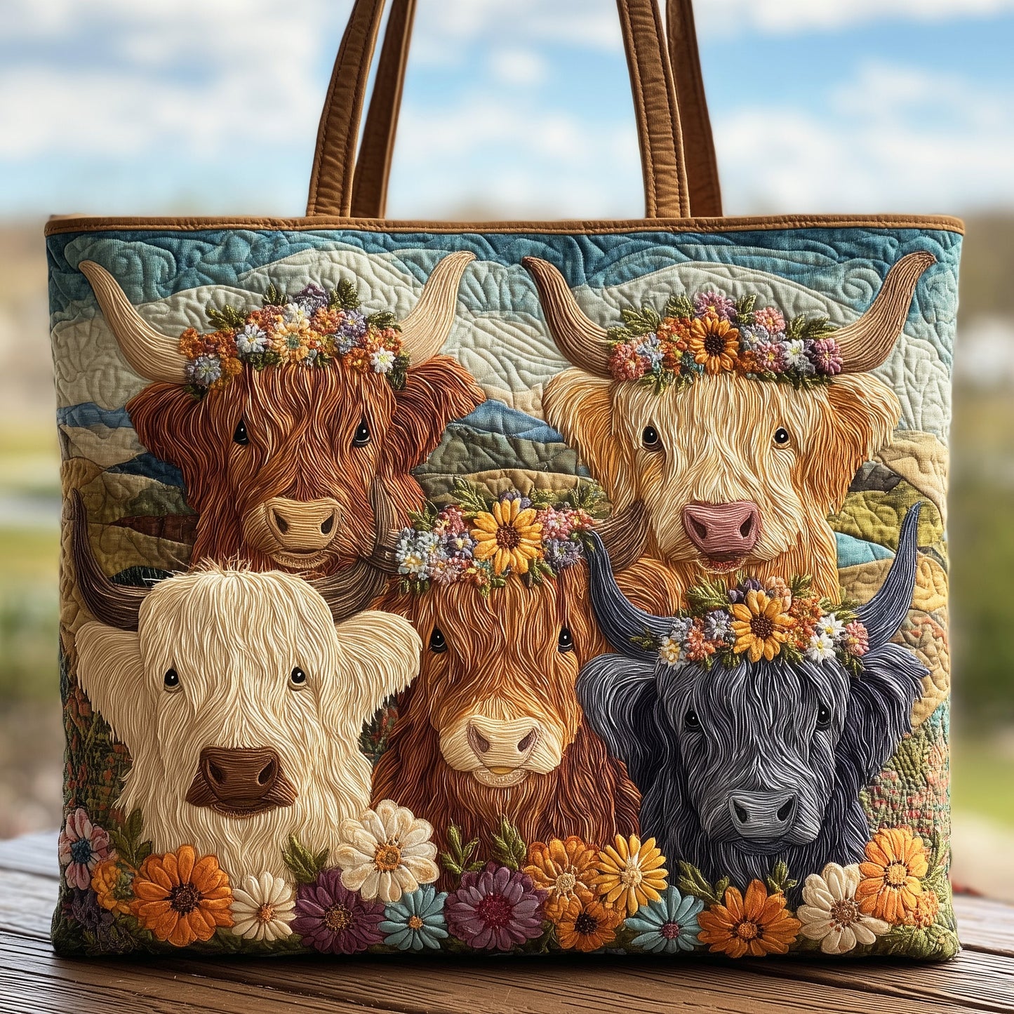 Highland Cow Quilted Tote Bag GFTOHD8255