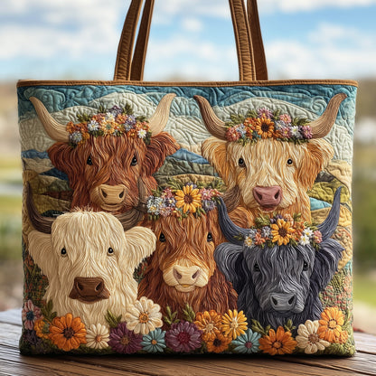 Highland Cow Quilted Tote Bag GFTOHD8255
