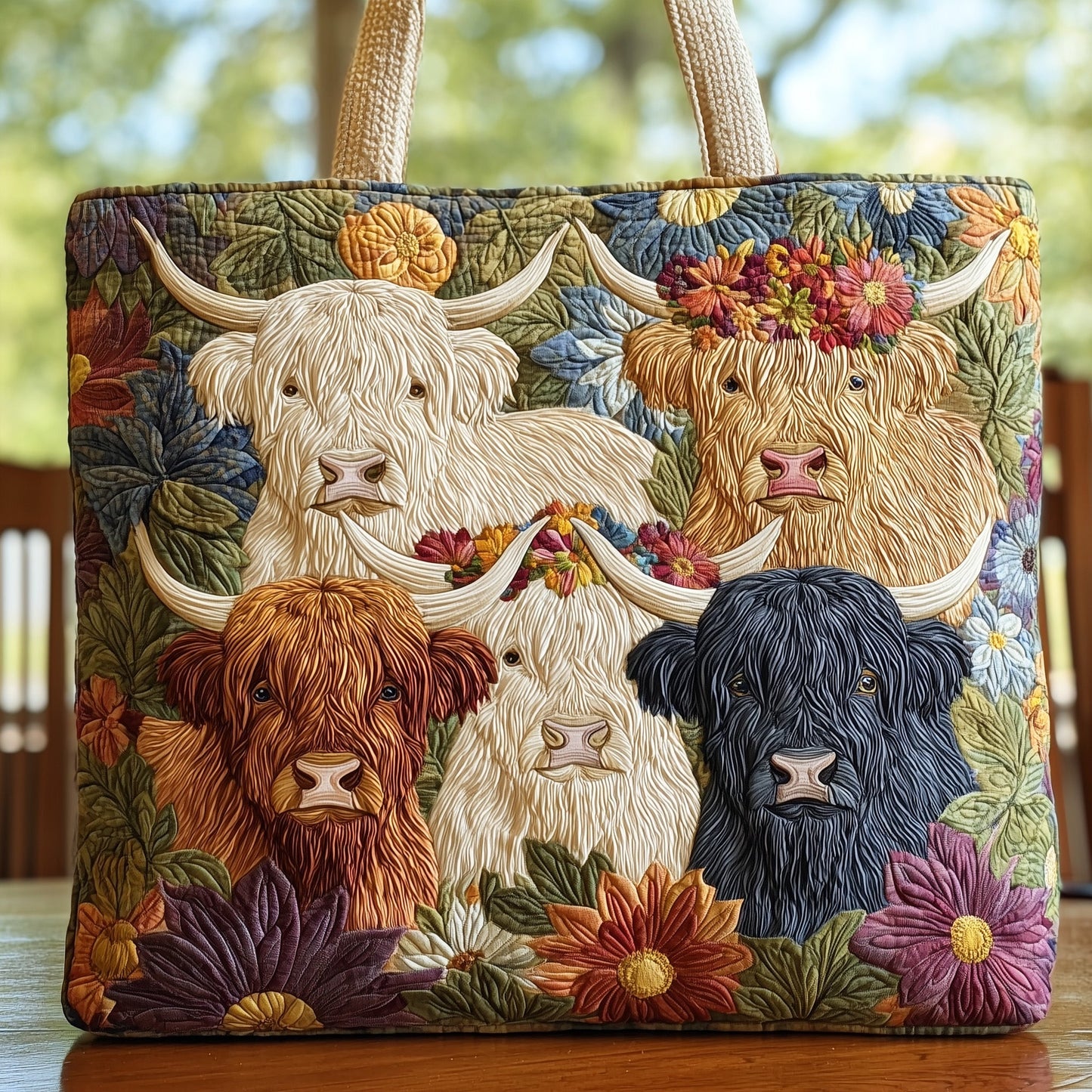 Highland Cow Quilted Tote Bag GFTOHD8257