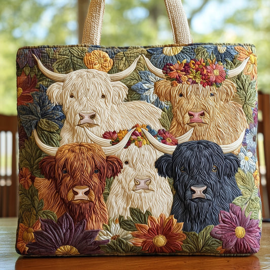 Highland Cow Quilted Tote Bag GFTOHD8257