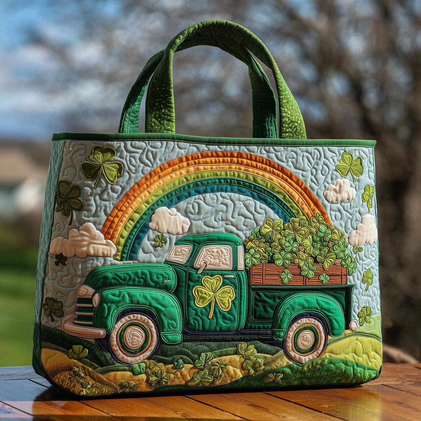 Irish Lucky Truck Quilted Tote Bag GFTOHD8271