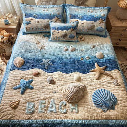 Tropical Beach 3-Piece Quilted Bedding Set GFTOHD8288